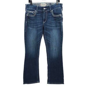 Ariat R.E.A.L. Mid Rise Boot Cut Jeans Womens 32 Thick Stitch Stretch 5 Pocket